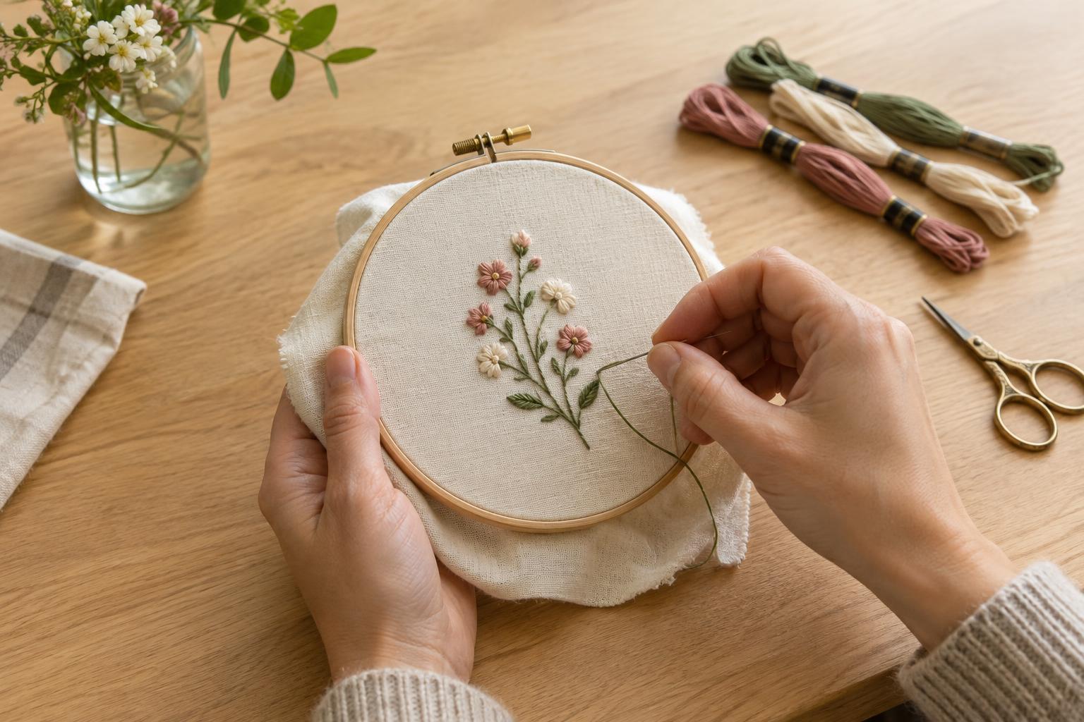 Learn Basic Embroidery Stitches with a Small Floral Project